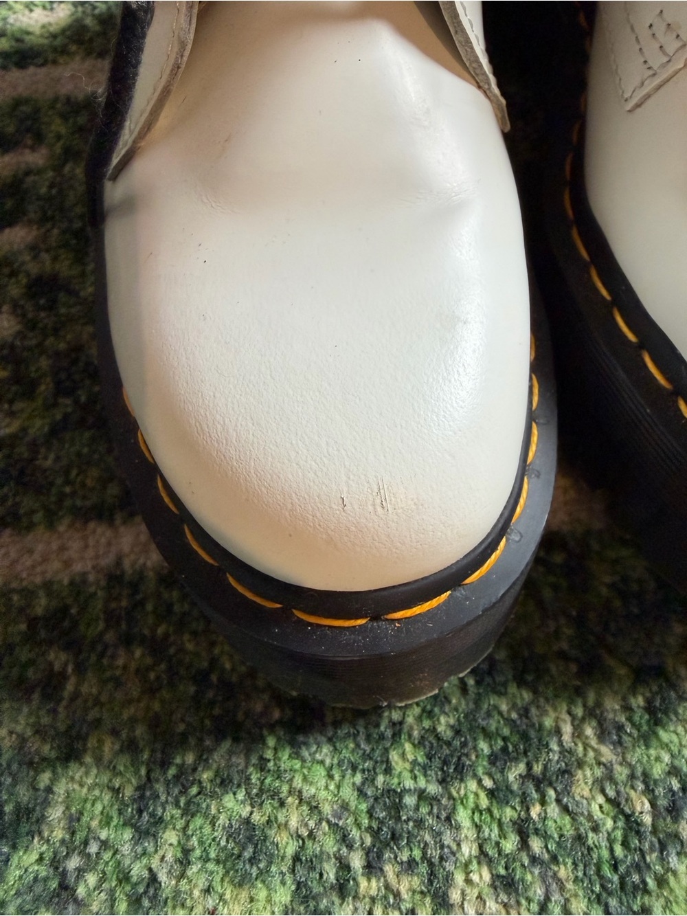 Dr. Martens White Leather Platform Lace-Up Boots with Black Laces - Picture 5 of 6